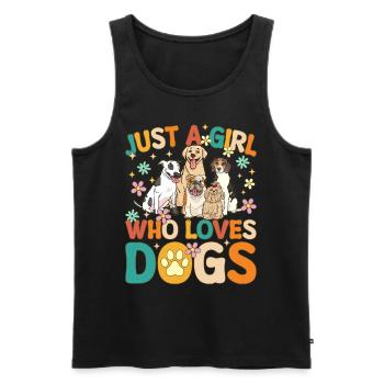 Just A Girl Who Loves Dogs Groovy Female Dog Lover - Men's Premium Organic Tank Top - black - Front - Michal (187cm)