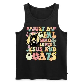 Groovy Farmer Farming Just A Girl Who Loves Jesus - Männer Premium Bio Tank Top - Schwarz - Vorne - Michal (187cm)