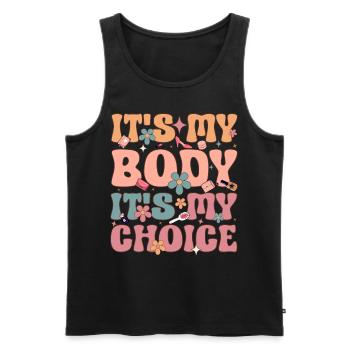 Groovy Féministe Féminisme Féminin C’est mon corps I - Débardeur bio Premium Homme - noir - Devant - Michal (187cm)