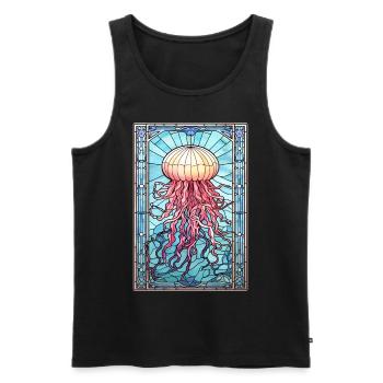 Jellyfish Marine Wildlife Geometric Animal Stained - Männer Premium Bio Tank Top - Schwarz - Vorne - Michal (187cm)