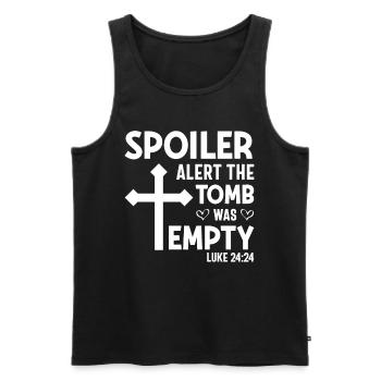 Lustiger Oster Spruch Spoiler Grabstätte war leer - Männer Premium Bio Tank Top - Schwarz - Vorne - AI Model Male 178 light (178cm)