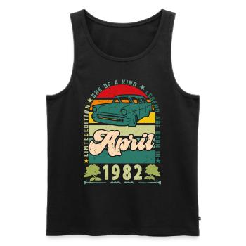 April 1982, April 1982, April 1982. - Men's Premium Organic Tank Top - black - Front - Michal (187cm)