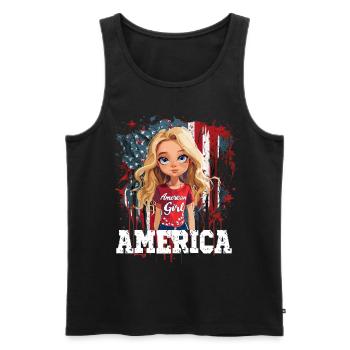 Patriotisches Amerikanisches Mädchen USA für - Männer Premium Bio Tank Top - Schwarz - Vorne - Michal (187cm)
