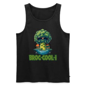 Summer Vibes Cooler Brokkoli mit Sonnenbrille - Männer Premium Bio Tank Top - Schwarz - Vorne - Michal (187cm)