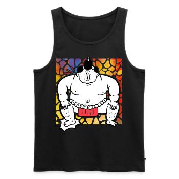 Sumo - Men's Premium Organic Tank Top - black - Front - AI Model Male 178 light (178cm)
