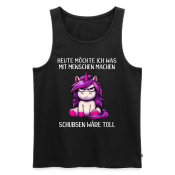 Heute möchte ich was mit Menschen machen - Männer Premium Bio Tank Top - Schwarz - Vorne - Michal (187cm)