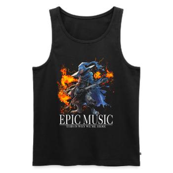 Epic Music Black Mage avec guitare électrique et feu - Débardeur bio Premium Homme - noir - Devant - AI Model Male 178 light (178cm)