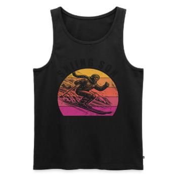 Skiers | Ski Skis Ski Holiday Skiing Gift - Men's Premium Organic Tank Top - black - Front - AI Model Male 178 light (178cm)