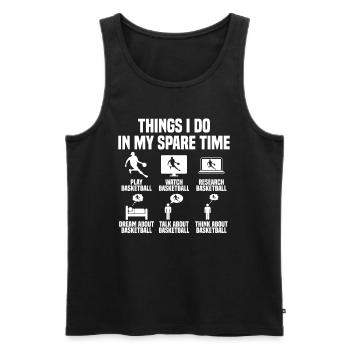 Things I do in my spare time: Basketball - Men's Premium Organic Tank Top - black - Front - AI Model Male 178 light (178cm)