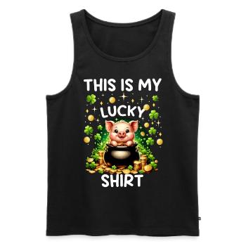 This Is My Lucky Shirt - Men's Premium Organic Tank Top - black - Front - AI Model Male 178 light (178cm)