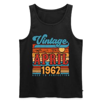 April 1962, April 1962 Vintage Jubiläumsgeschenk - Männer Premium Bio Tank Top - Schwarz - Vorne - Michal (187cm)