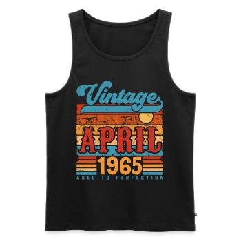 April 1965, April 1965 Vintage Jubiläumsgeschenk - Männer Premium Bio Tank Top - Schwarz - Vorne - Michal (187cm)