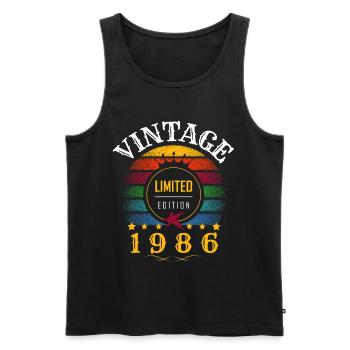 Vintage rétro année 1986 sunset - Débardeur bio Premium Homme - noir - Devant - AI Model Male 178 light (178cm)