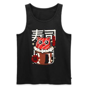 Japon - chat sushi mignon - Débardeur bio Premium Homme - noir - Devant - AI Model Male 178 light (178cm)