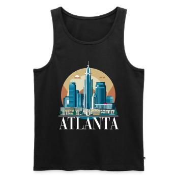 Atlanta Skyline Sonnenuntergang Stadtbild - Männer Premium Bio Tank Top - Schwarz - Vorne - Michal (187cm)