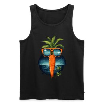 Funky Karotte mit Sonnenbrille Strandgemüse - Männer Premium Bio Tank Top - Schwarz - Vorne - Michal (187cm)