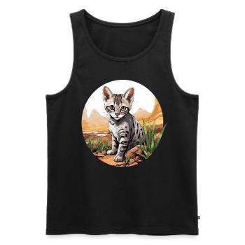 Mau égyptien Chaton Chat égyptien Mau - Débardeur bio Premium Homme - noir - Devant - AI Model Male 178 light (178cm)