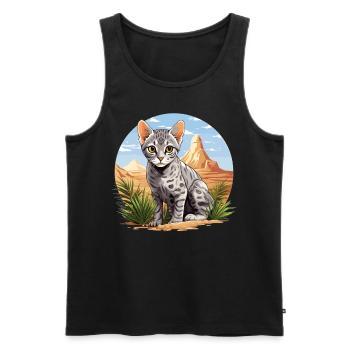 Mau égyptien Chaton Chat égyptien Mau - Débardeur bio Premium Homme - noir - Devant - AI Model Male 178 light (178cm)