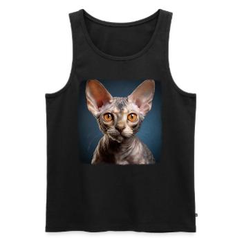 Chaton Devon Rex Chat Devon Rex - Débardeur bio Premium Homme - noir - Devant - AI Model Male 178 light (178cm)