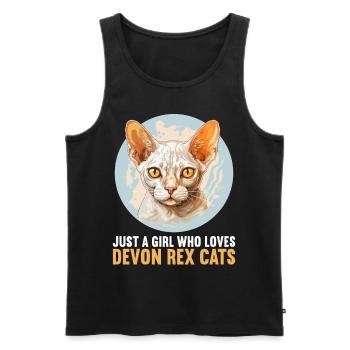 Chaton Devon Rex Chat Devon Rex - Débardeur bio Premium Homme - noir - Devant - AI Model Male 178 light (178cm)