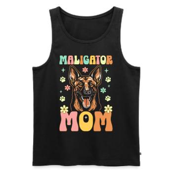 Maligator Mama Groovy Belgian Malinois Mama - Männer Premium Bio Tank Top - Schwarz - Vorne - AI Model Male 178 light (178cm)