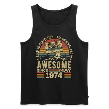 May 1974 Birthday May 1974 Retro Gift - Men's Premium Organic Tank Top - black - Front - AI Model Male 178 light (178cm)