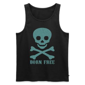 Totenkopf Spruch Born Free - Männer Premium Bio Tank Top - Schwarz - Vorne - Michal (187cm)