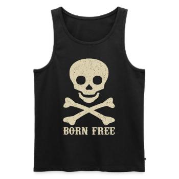 Totenkopf Spruch Born Free - Männer Premium Bio Tank Top - Schwarz - Vorne - Michal (187cm)