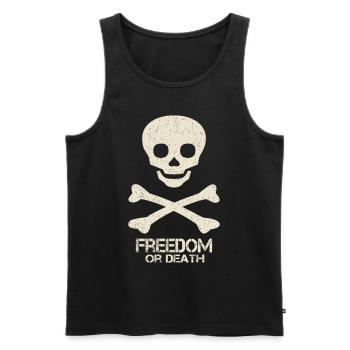 Totenkopf Spruch Freedom Or Death - Männer Premium Bio Tank Top - Schwarz - Vorne - AI Model Male 178 light (178cm)