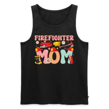 Feuerwehrmann Mama Groovy Brandbekämpfung - Männer Premium Bio Tank Top - Schwarz - Vorne - AI Model Male 178 light (178cm)