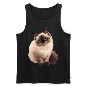 Himalayan Cat Colourpoint Katze - Men's Premium Organic Tank Top - black - Front - Michal (187cm)