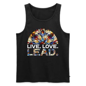 Vitrail peintre vivre amour plomb - Débardeur bio Premium Homme - noir - Devant - Michal (187cm)