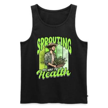 Microgreens Sprouting My Way To Health - Men's Premium Organic Tank Top - black - Front - AI Model Male 178 light (178cm)