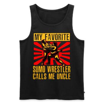 Mein Lieblings-Sumo-Ringer nennt mich Onkel - Männer Premium Bio Tank Top - Schwarz - Vorne - Michal (187cm)