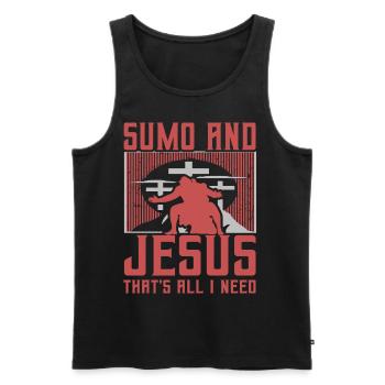 Sumo and Jesus that's all I need - Men's Premium Organic Tank Top - black - Front - Michal (187cm)
