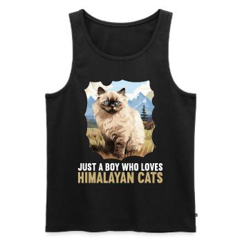 Himalayan Cat Colourpoint Katze - Men's Premium Organic Tank Top - black - Front - Michal (187cm)