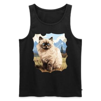 Himalayan Cat Colourpoint Katze - Men's Premium Organic Tank Top - black - Front - Michal (187cm)