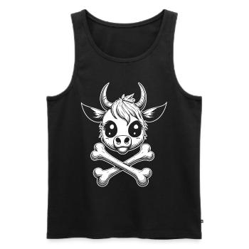 Unique Cartoon Skull Calf Shirt - Men's Premium Organic Tank Top - black - Front - AI Model Male 178 light (178cm)