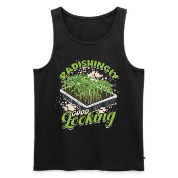 Micro-pousses Microgreens Radic-Beau - Débardeur bio Premium Homme - noir - Devant - Michal (187cm)