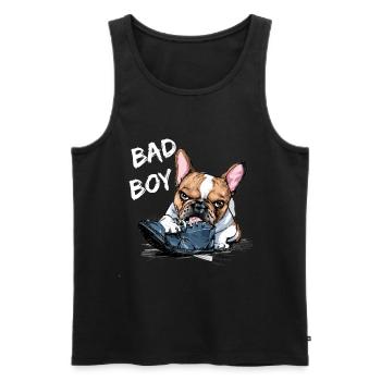 Französische Bulldogge zerkautem Schuh für - Männer Premium Bio Tank Top - Schwarz - Vorne - Michal (187cm)