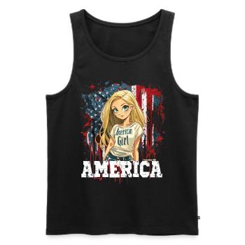 Patriotisches Amerikanisches Mädchen USA für - Männer Premium Bio Tank Top - Schwarz - Vorne - Michal (187cm)