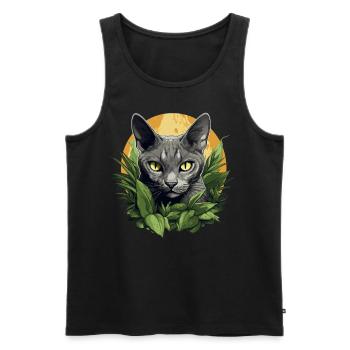 Korat Chaton Korat Chat - Débardeur bio Premium Homme - noir - Devant - Michal (187cm)