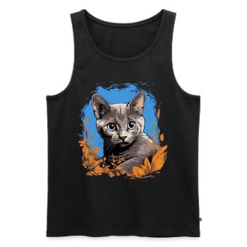 Chaton Korat Chat Korat - Débardeur bio Premium Homme - noir - Devant - Michal (187cm)