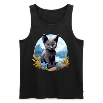 Korat Chaton Korat Chat - Débardeur bio Premium Homme - noir - Devant - Michal (187cm)