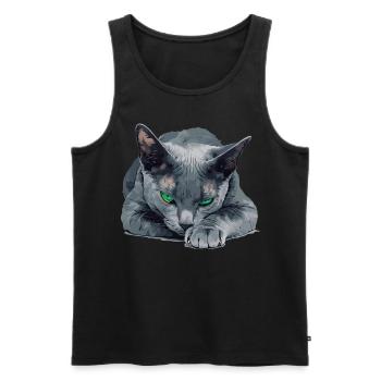 Korat Chaton Korat Chat - Débardeur bio Premium Homme - noir - Devant - Michal (187cm)
