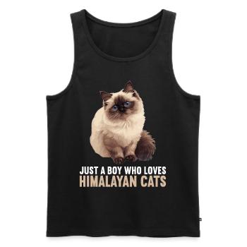Himalayan Cat Colourpoint Katze - Men's Premium Organic Tank Top - black - Front - Michal (187cm)