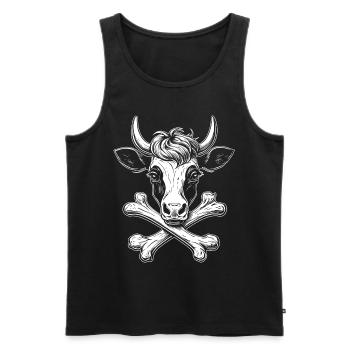 Kuh-Piratenshirt: Glückliches Totenkopfdesign - Männer Premium Bio Tank Top - Schwarz - Vorne - AI Model Male 178 light (178cm)