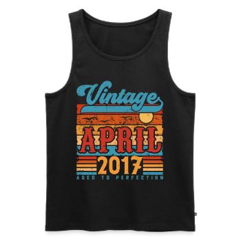 April 2017, Vintage Anniversary Gift April 2017 - Men's Premium Organic Tank Top - black - Front - Michal (187cm)