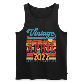 April 2022, Vintage Geburtstagsgeschenk April 2022 - Männer Premium Bio Tank Top - Schwarz - Vorne - Michal (187cm)
