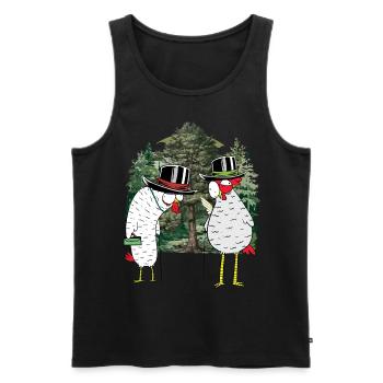 Grands-parents Grand-mère Grand-père Poulet Forêt Randonnée Nature - Débardeur bio Premium Homme - noir - Devant - Michal (187cm)